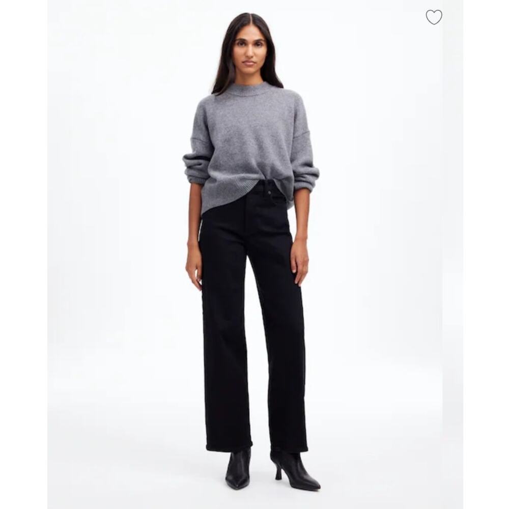 NWT Madewell The Tall Perfect Vintage Wide-Leg Black 32T